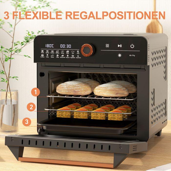 Actual product image Swisshandel24 Minibackofen 20L, Mini Ofen, 40-220°C, 17 Modi, Timer, 36x37x34,5cm, Schwarz