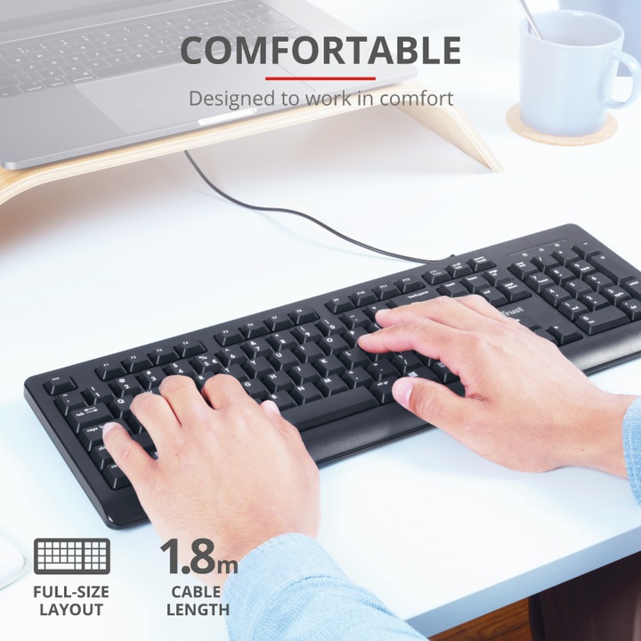 Image du produit Trust Primo Clavier USB QWERTY US Anglais Noir (US, Filaire)