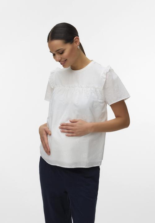 Immagine prodotto Mamalicious Normal geschnitten Rundhals Puffärmel Top Bluse (M)