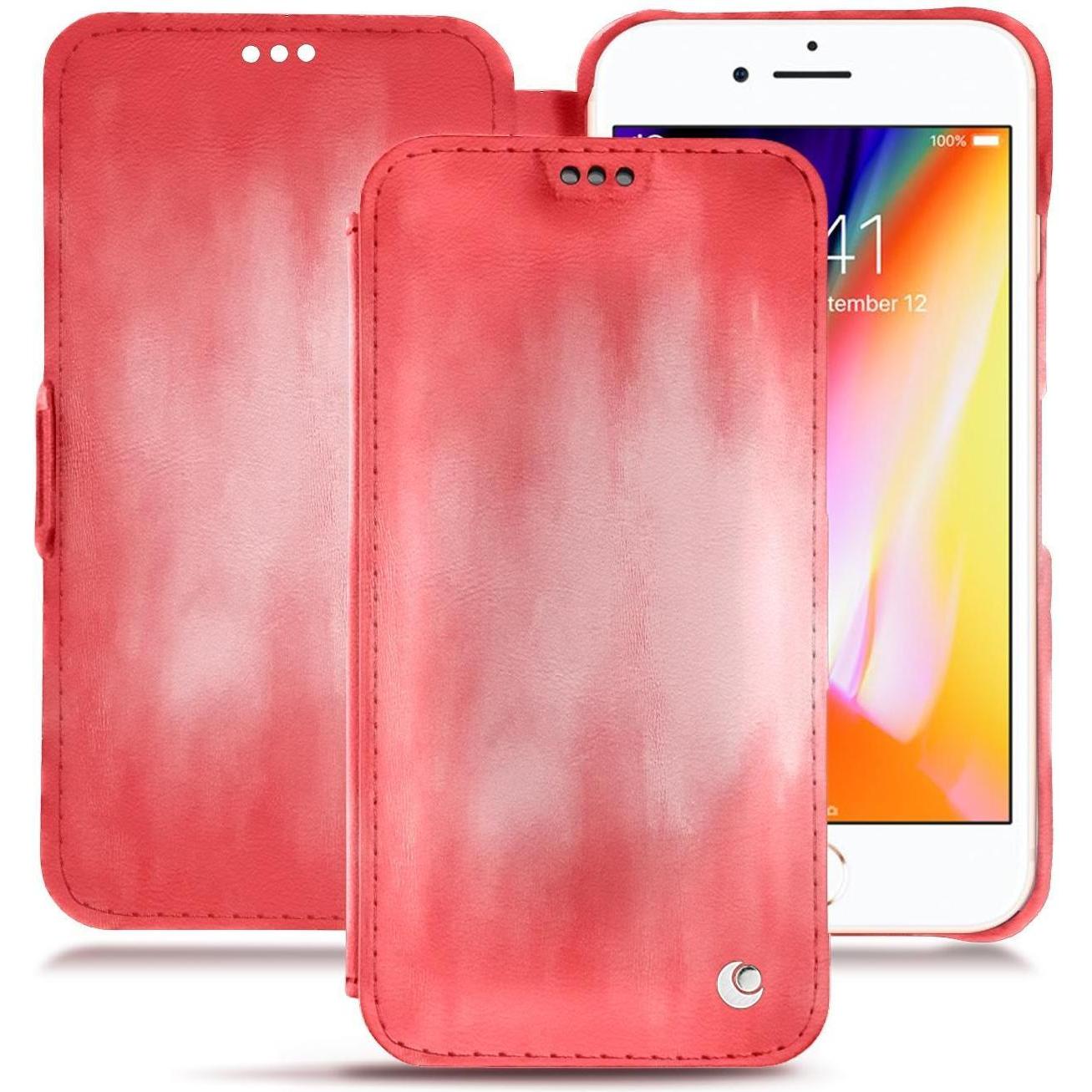 Thumbnail - Noreve Lederschutzhülle horizontal (Apple iPhone 8), Smartphone Hülle, Rosa