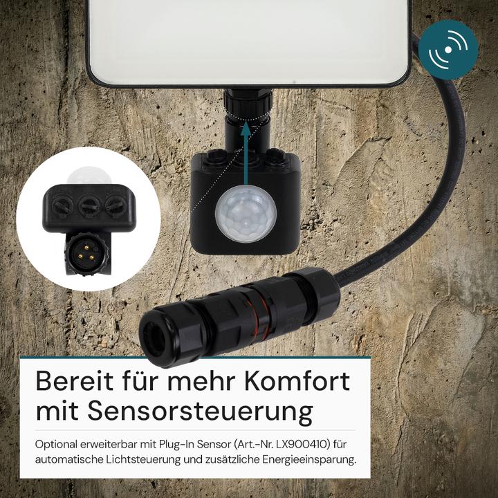 Produktbild Luxula LED-Fluter, BeamPlug, 20 W, 4000 K (neutralweiss), 2400 lm, schwarz (2400 lm, IP65)