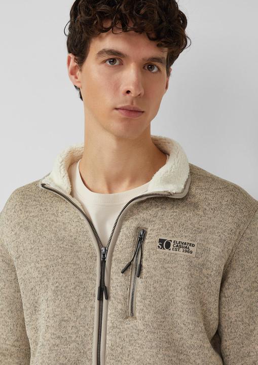 Produktbild s.Oliver Sweatshirt Jacke Sweatjacke mit Teddy-Plüsch-Futter in Strick-Optik (L)
