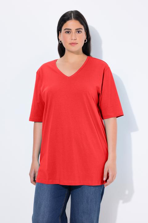Actual product image Ulla Popken Basic V-Neck Relaxed Fit Short Sleeve Tee (68)