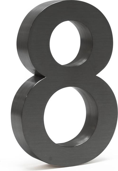 Wiltec Numero civico antracite 3-D "8" Arial 20cm Resistente alla ruggine e alle intemperie con finiture
