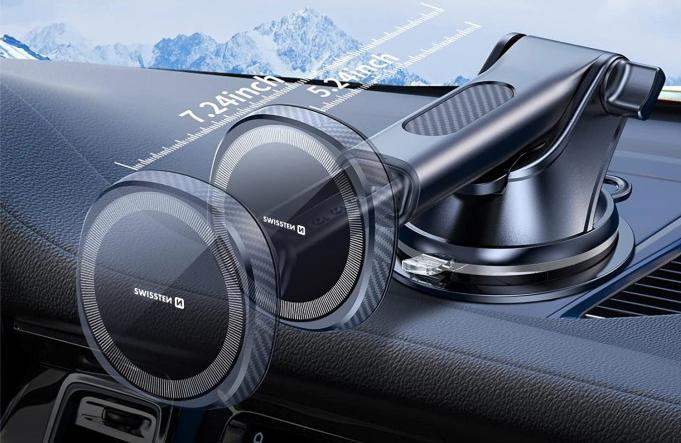 Produktbild Swissten MAGNETIC CAR HOLDER WITH Wireless CHARGER 15W DASHBOARD (MagSafe compatible) (15 W)