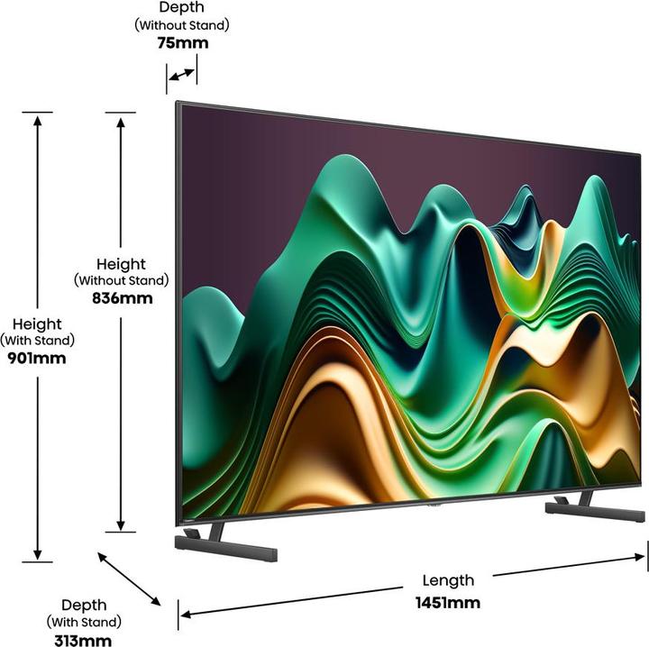 Produktbild Hisense TV 65U6NQ (164 cm (65 Zoll), schwarz/dunkelgrau, UltraHD/4K, Triple Tuner, Mini LED) (65", U7K, Mini-LED, 4K)