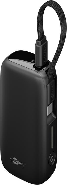 Actual product image Goobay Powerbank 5.000 mAh mit integriertem USB-C-Kabel (5000 mAh, 15 W, 15 Wh)