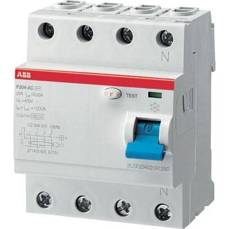 ABB, Schutzschalter, F204F-25/0,03 FI-SchalterÂ 4P, Type F, 25A, 30mA