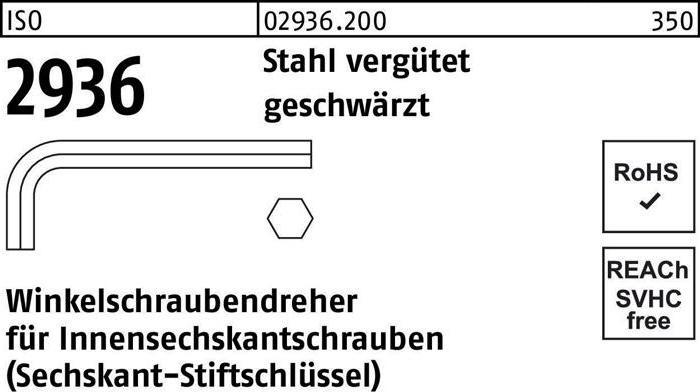 Actual product image Hex key L-wrenches ISO 2936 hexagon socket SW 3 hardened and tempered steel blackened (Allen screw)