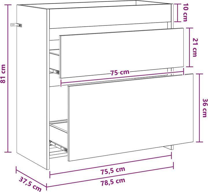 Produktbild vidaXL Badezimmeraufbewahrung (78.50 x 37.50 x 81 cm)