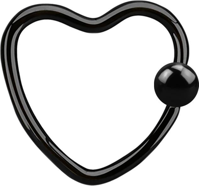 Immagine prodotto Star Piercing Anello di chiusura a microsfera Cuore nero con pallina (senza ottone, Acciaio chirurgico 316L)