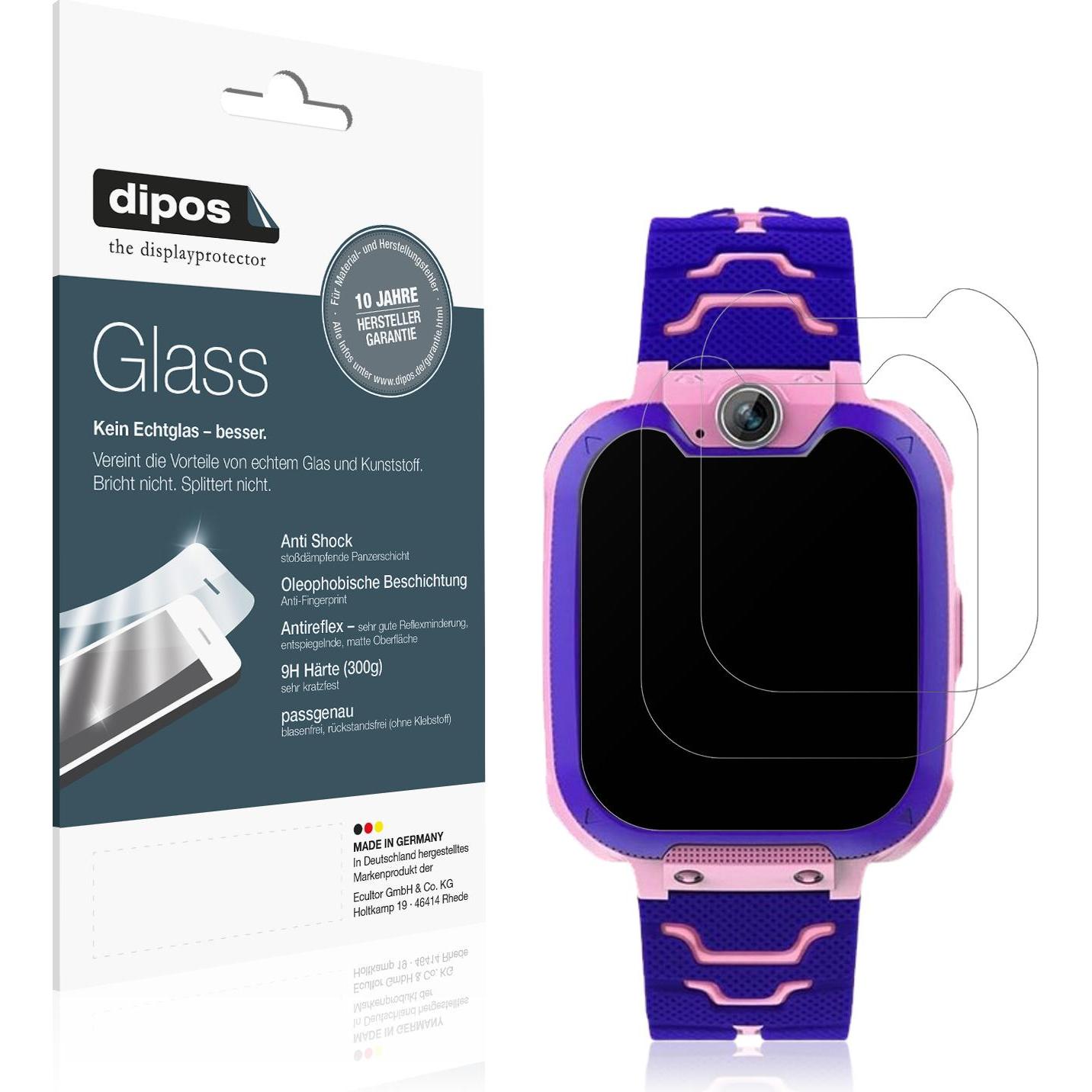 Dipos Anti-Shock Displayschutz Matt 9H, Smartwatch Schutzfolie, Transparent