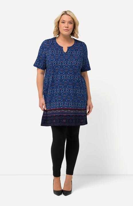 Actual product image Ulla Popken Notch Neck Border Print Knit Tunic (58)