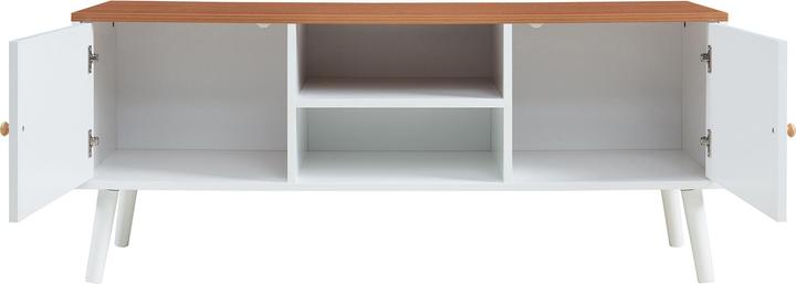 Produktbild En.Casa Fernsehschrank Reyljand mit 2 Türen 120x35x50 cm Weiss/Teakoptik (120 x 35 x 50 cm)