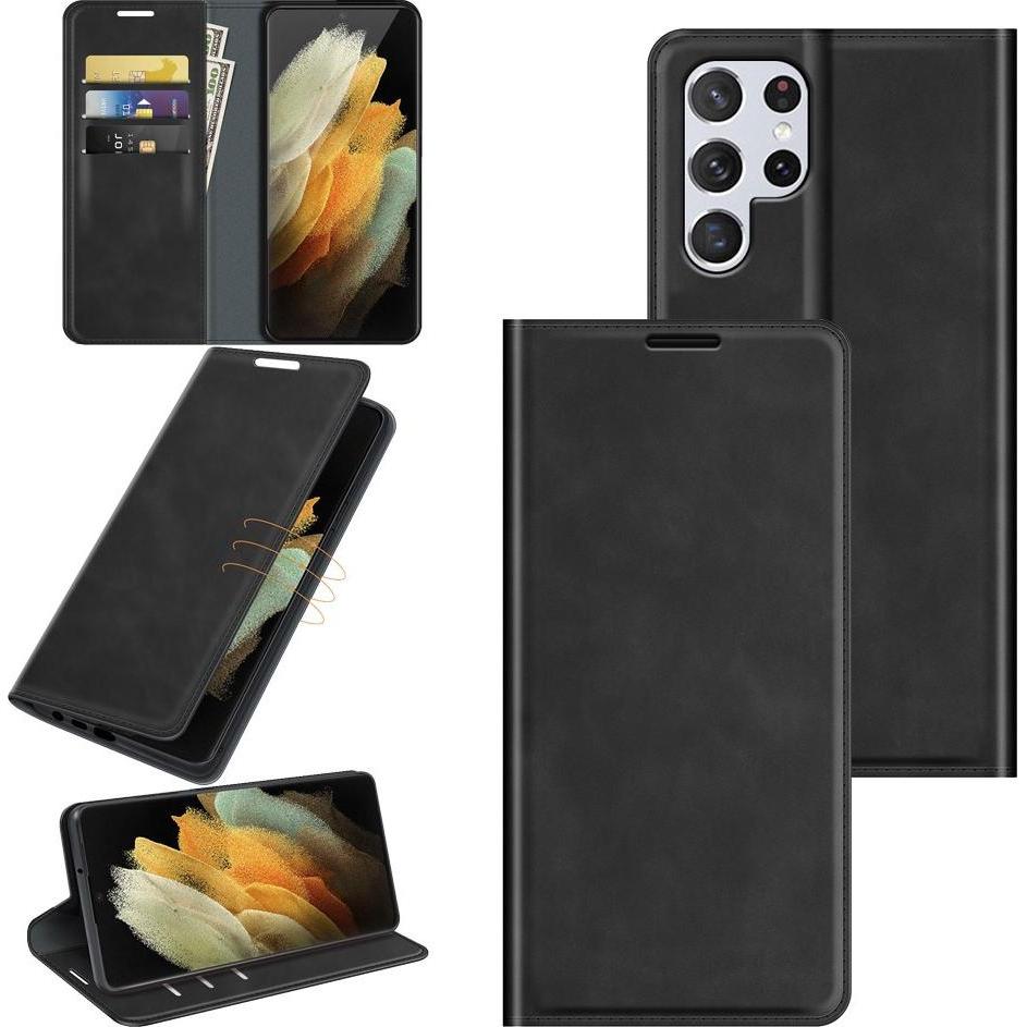 Thumbnail - Cover-Discount Galaxy S22 Ultra - Seidige Stand Flip Case Hülle schwarz (Samsung Galaxy S22 Ultra), Smartphone Hülle, Sc...