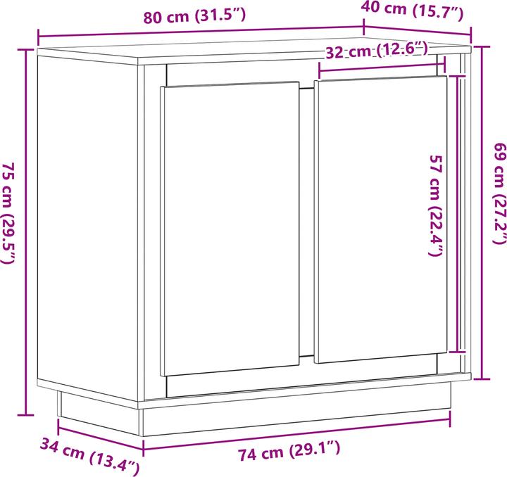 Image du produit vidaXL Modernes Sideboard (80 x 40 x 75 cm)