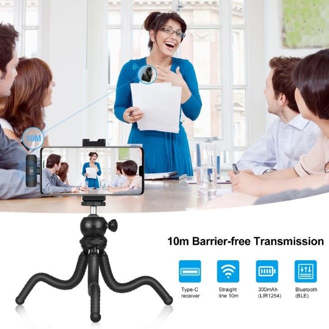 Actual product image Puluz Dual lavalier microphone USB-C
