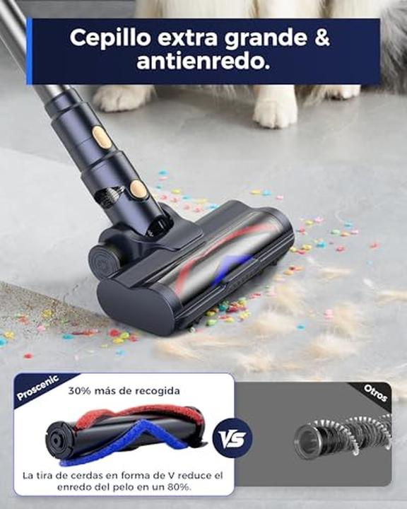 Image du produit Proscenic Aspirateur sans fil anti-peluche, 40 kPa, 50 min, batterie amovible pour sols durs et tapis