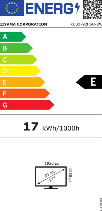 Energie-Label iiyama TFT XUB2792HSU (1920 x 1080 Pixel, 27")