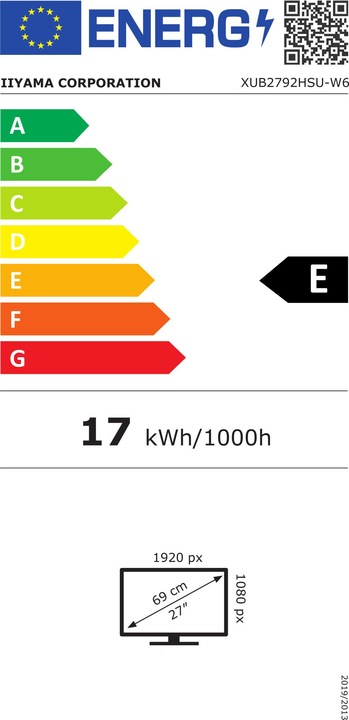 Energie-Label iiyama TFT XUB2792HSU (1920 x 1080 Pixel, 27")