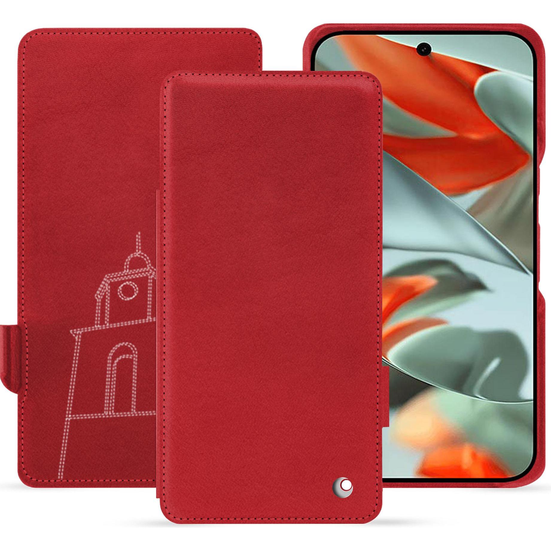Noreve Lederschutzhülle horizontal (Google Pixel 9 Pro XL), Smartphone Hülle, Rot