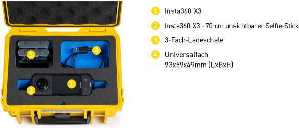 Produktbild B&W International B&W action.case PP.23 gelb für Insta360 X3 (Insta360 X3)