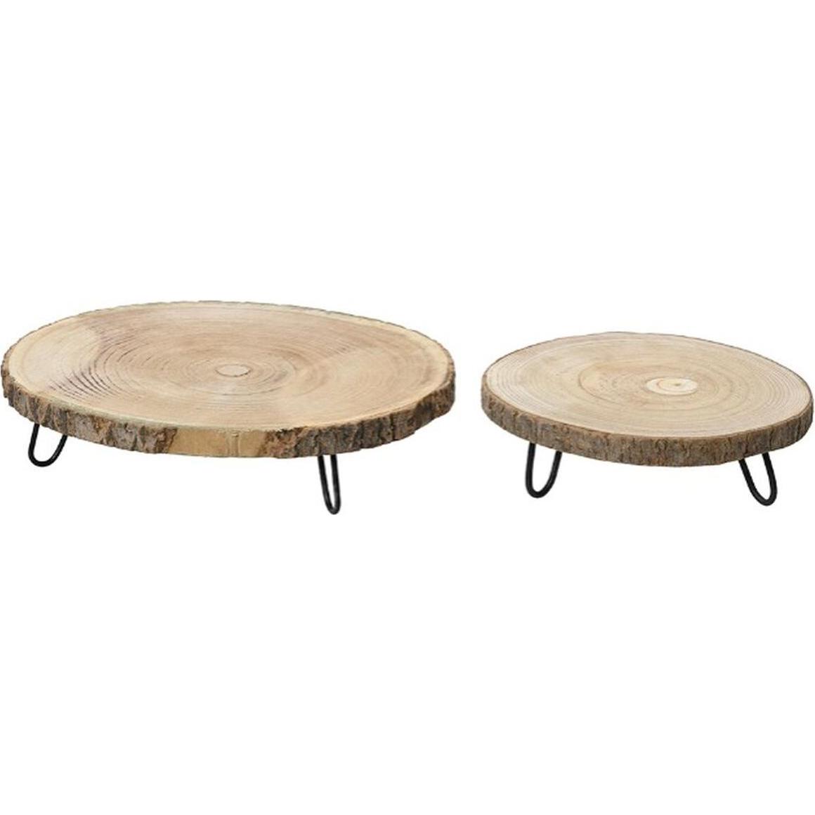 KSD, Vassoio, Sets of 2 decorative round wooden trays