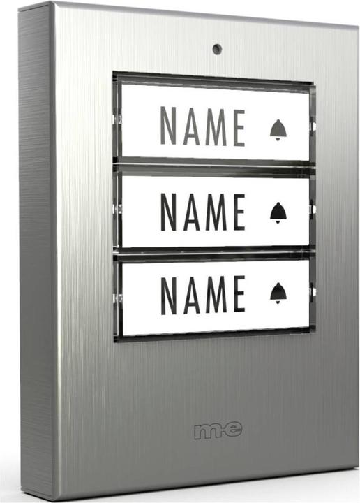 Actual product image M-E Edelstahl-Klingeltaster mit Beleuchtungsautomatik für 3-Familienhaus