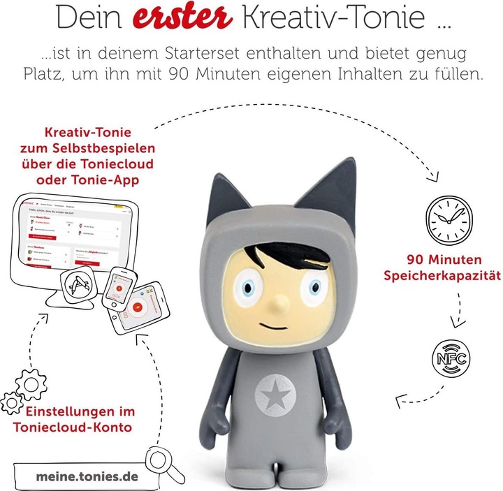 Productafbeelding Tonies Toniebox Starter Set Antraciet (Creatieve Tonie) (Duits)