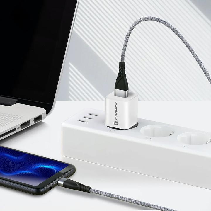 Produktbild Everactive USB/USB-C-Ladegerät QC3.0 30 W GaN-Technologie Weiss (30 W, 2 Ports)