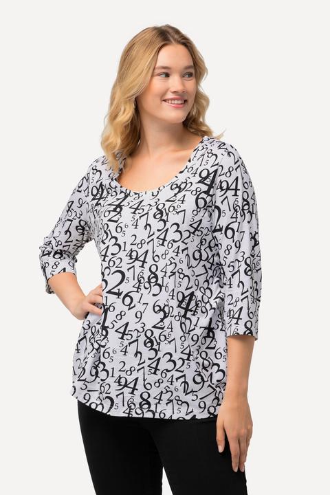 Produktbild Ulla Popken Shirt, Zahlenmuster, A-Linie, Rundhals, 3/4-Arm (50, 52)