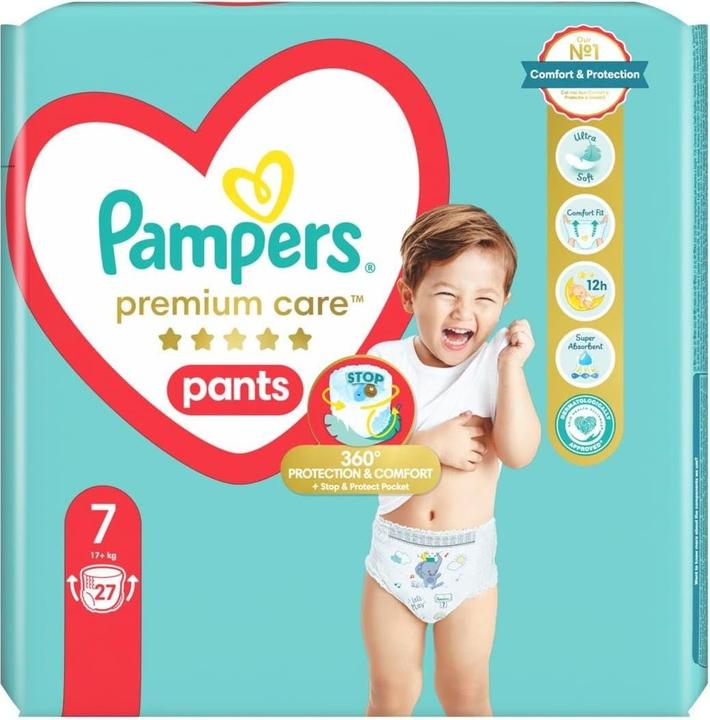 Immagine prodotto Pampers Pantaloni Premium Care (Dimensione 7, Pacco trasportabile, 27 pz.)