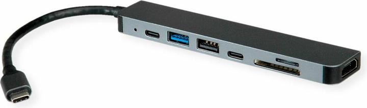 Produktbild Roline USB-C Dock HDMI+ 2xA+1xC 1xTF/SD+1xC PD 4K60 - Digital/Daten (USB-C, 7 Ports)