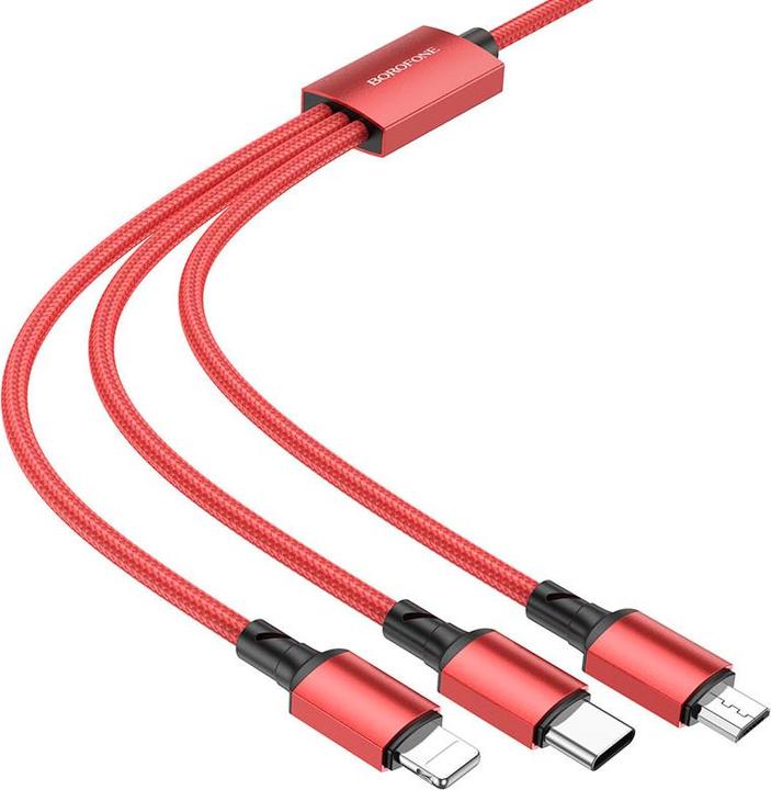 Image du produit Borofone USB-A vers Lightning / microUSB / USB-C Cable BX72, 18W, 2A, 1m, Noir (1 m, 18 W)