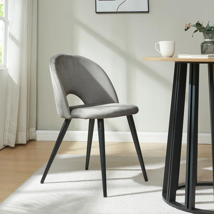 Image du produit En.Casa Esszimmerstuhl Karijoki 6er Set Samt Grau/Schwarz