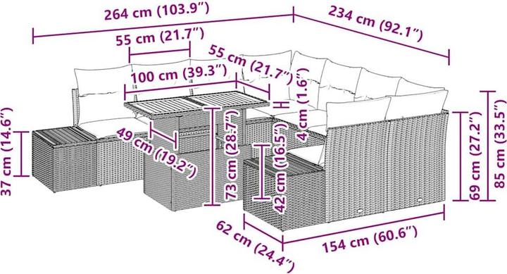 Produktbild vidaXL Garten Esszimmer Set (100 x 55 x 73 cm)