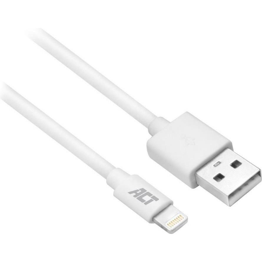 Thumbnail - ACT USB-A to Lightning charging/data cable 1 meter, MFI certified (1 m, USB 2.0), USB Kabel