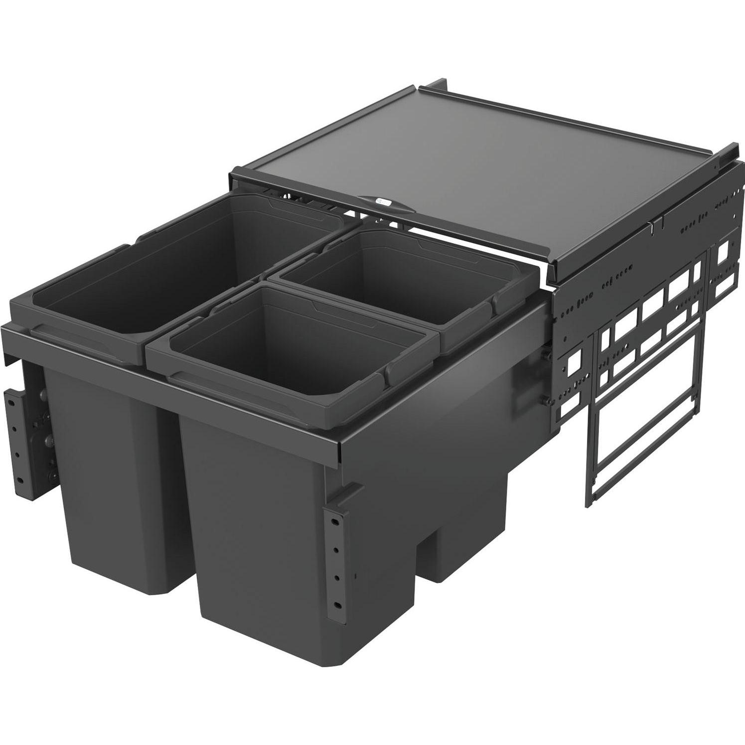 Vauth-Sagel VS ENVI Space Abfalltrennsystem KB 500 mm 1 x 16/2 x 10 Liter lavagrau, Abfalleimer, Grau
