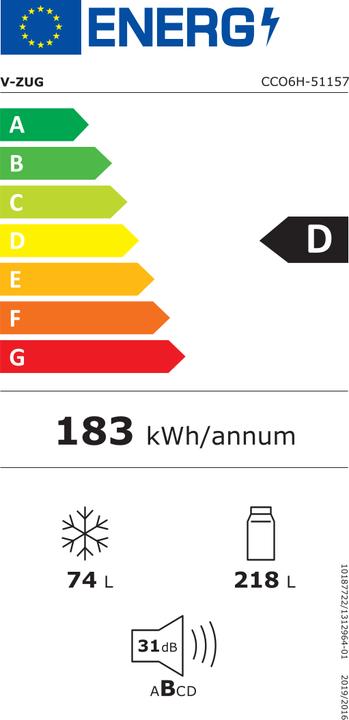 Energie-Label V-ZUG CombiCooler V600 178NI (292 l)