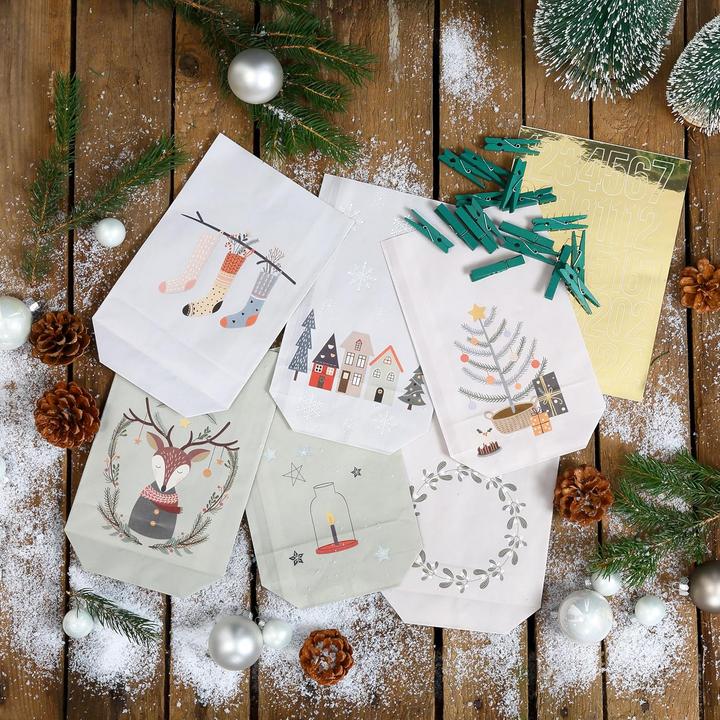 Immagine prodotto Papierdrachen Adventskalender DIY-Set, 24 Geschenktüten, Motiv Hygge