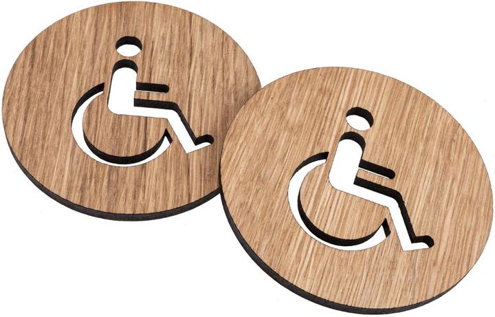 La Mia! Oiled oak door sign Toilet sign self-adhesive - Wheelchair user FSC®