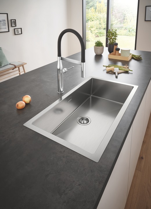 Actual product image Grohe K1000 stainless steel sink with draining board (Top-mounted sink, 52 cm, 116 cm)