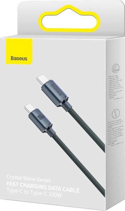 Actual product image Baseus Crystal Shine Series Fast Charging Data Cable Type-C to Type-C 100W 1.2m Black (1.20 m, 100 W)