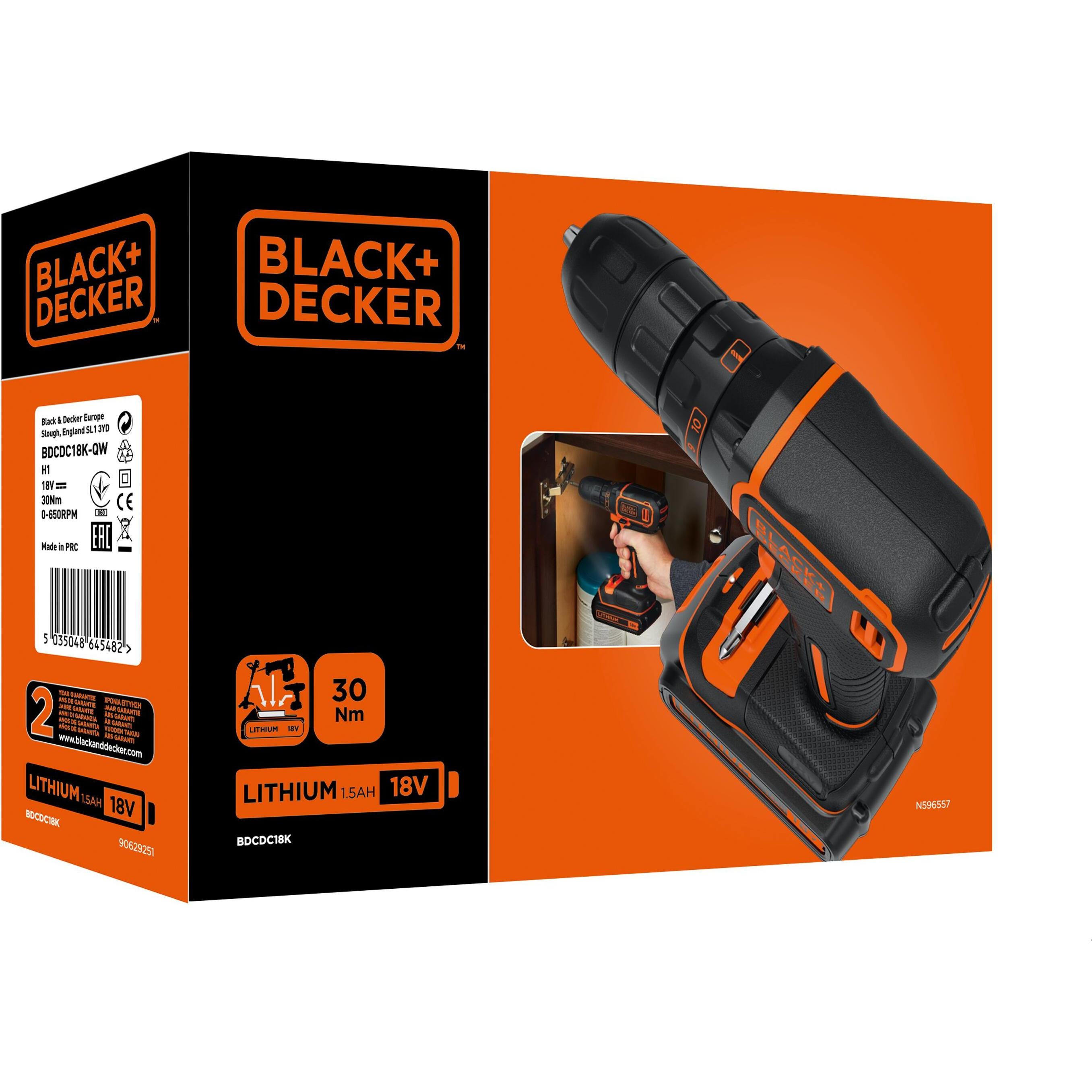 Thumbnail - Black & Decker, Bohrmaschine + Akkuschrauber, Bdcdc18 (Akkubetrieb)