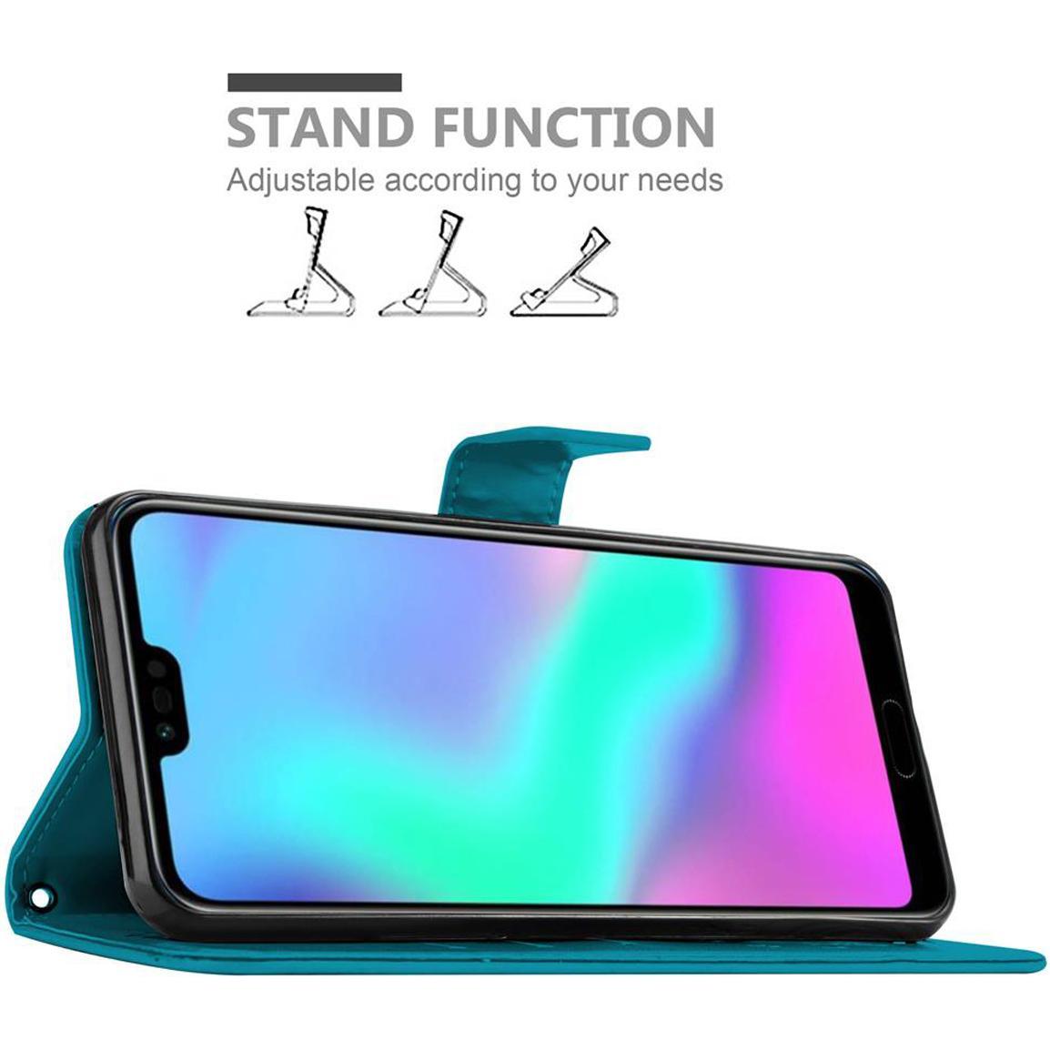 Thumbnail - Cadorabo Flower Book Cover (Honor 10), Smartphone Hülle, Blau