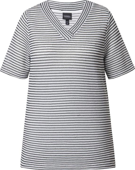 Actual product image Ulla Popken Striped Short Sleeve V-Neck Sweatshirt (56)