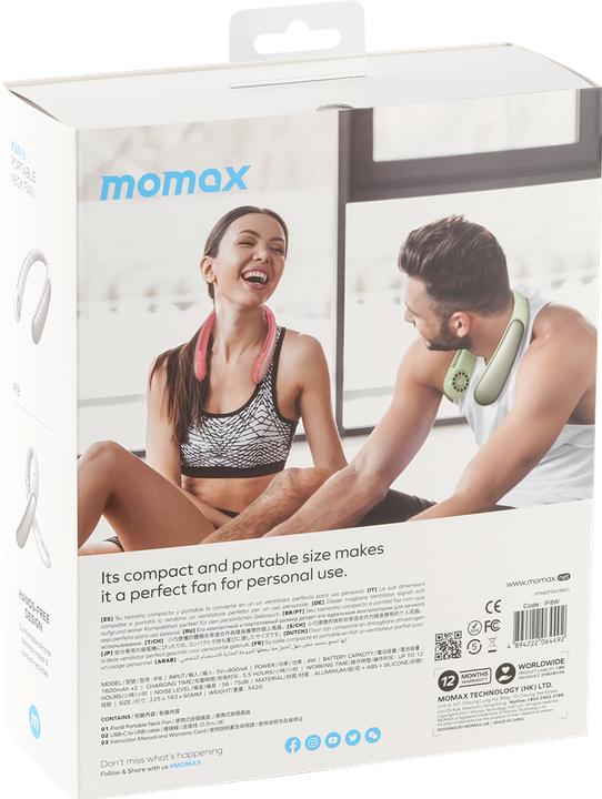 Actual product image Momax iFAN 8 Portable Neck Fan