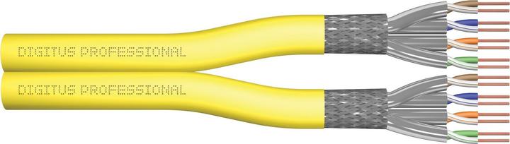 Actual product image Digitus CAT 7A S-FTP installation cable, 1500 MHz Cca, (EN 50575), AWG 22/1, 500 m reel, yellow (SFTP, CAT7a, 500 m)