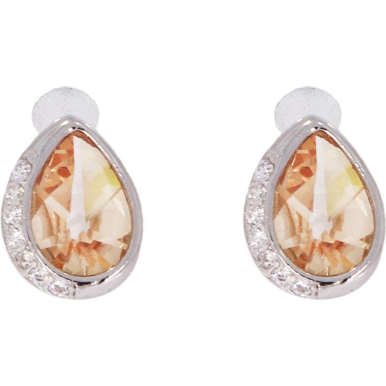 Thumbnail - Luxxos, Schmuck Set, Set "mit Kette und Ohrstecker Zirkonia champagner", Silber, (925 Sterling Silber)