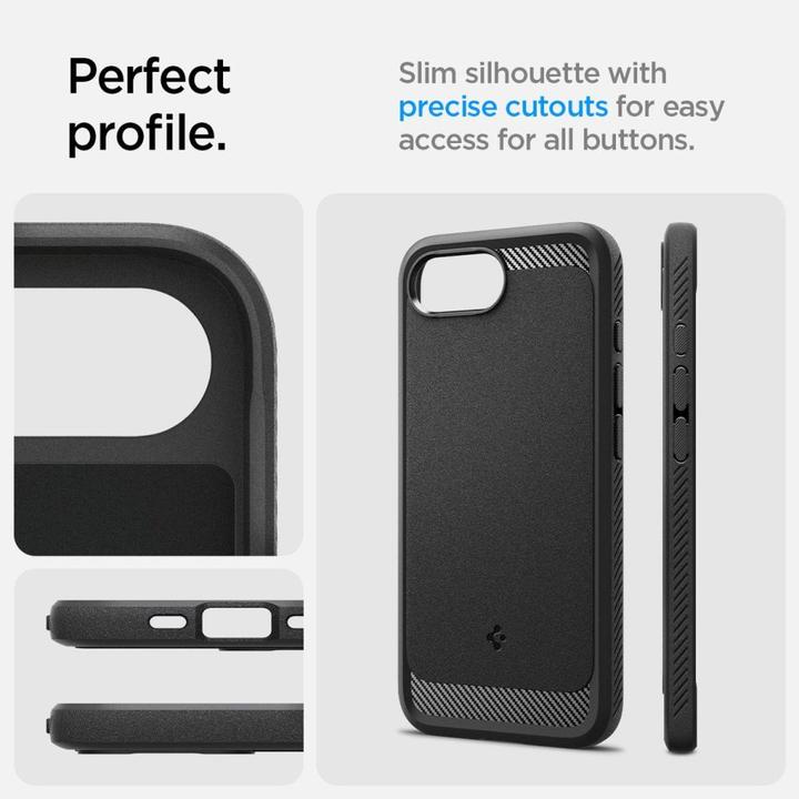 Actual product image Spigen Rugged Armor MagFit TPU Back Cover Schwarz Apple iPhone 16e (Apple iPhone 16e)